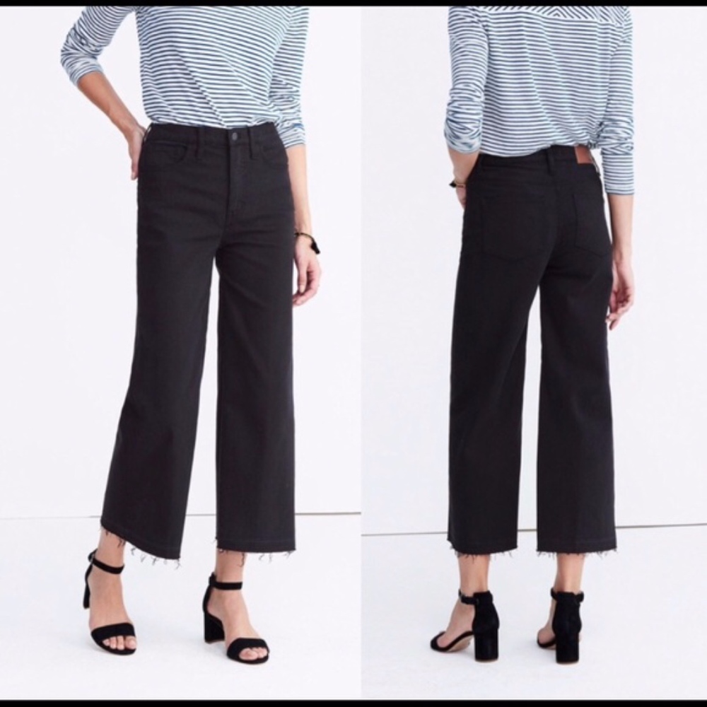 MADEWELL Wide Leg Crop Jeans Drop Hem True Black